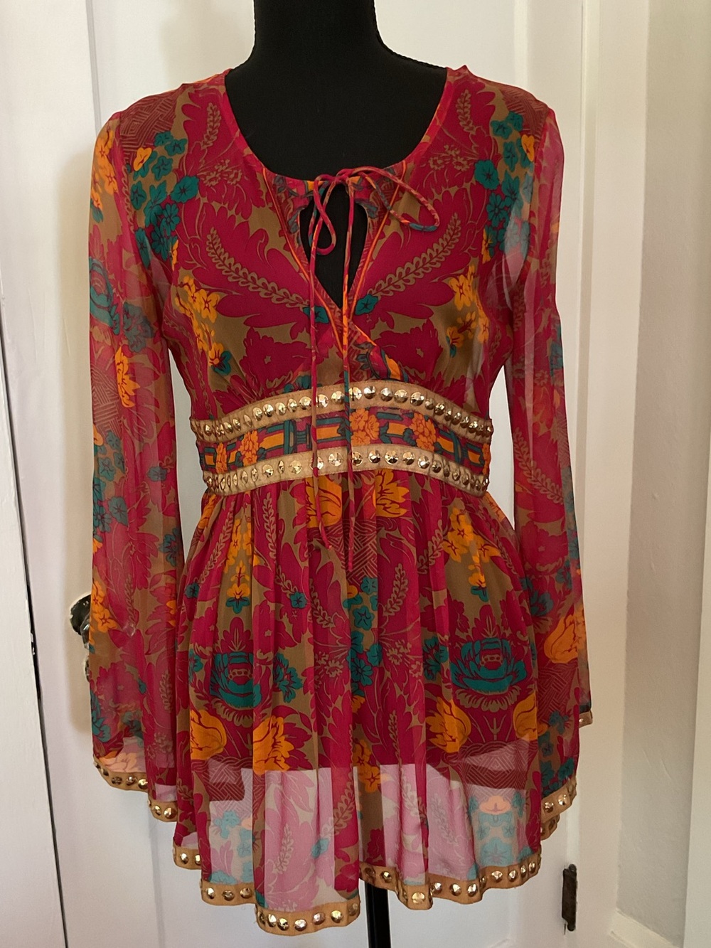 Tracy Reese 100% silk boho top